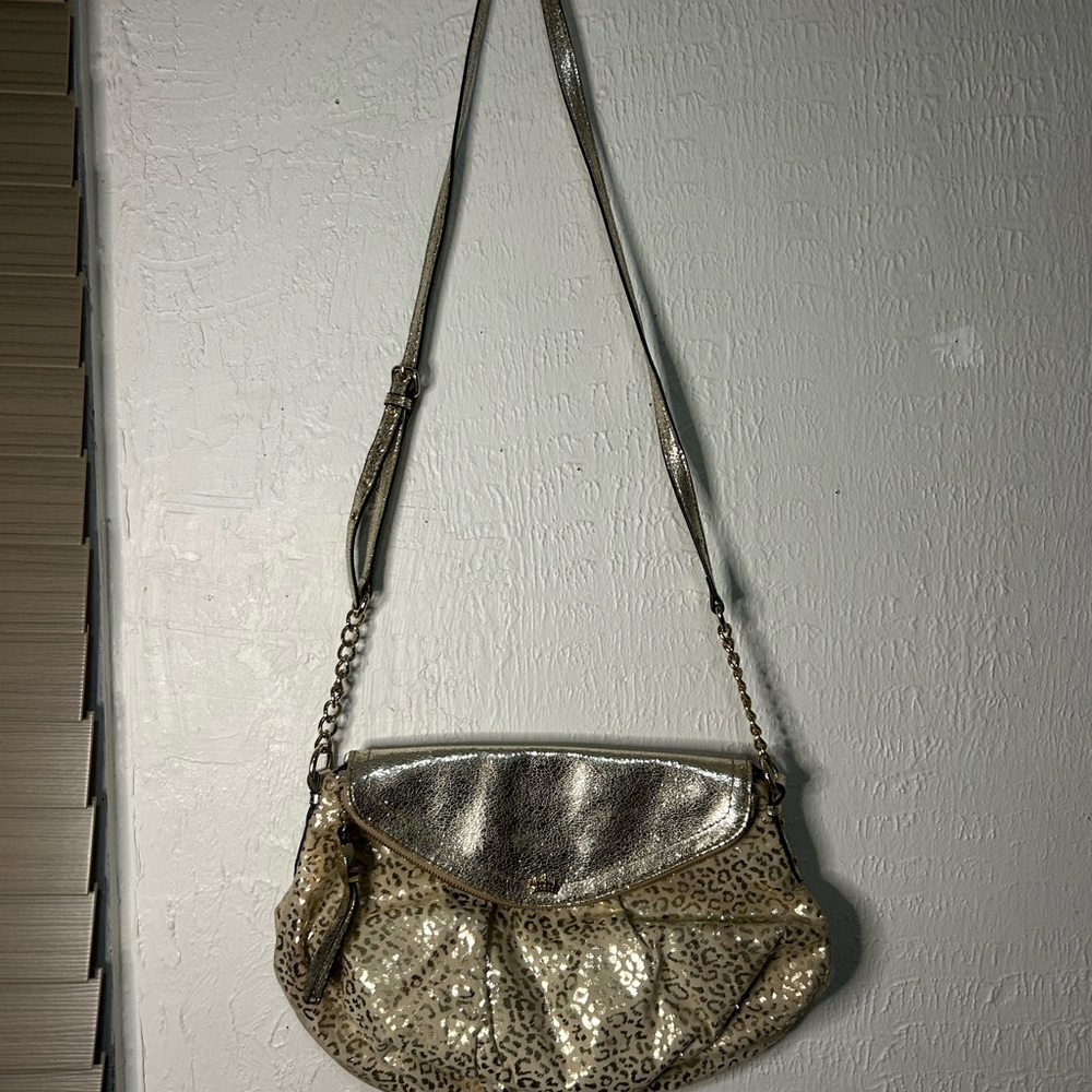 Juicy Couture Gold Metallic Leopard Print Crossbody Purse